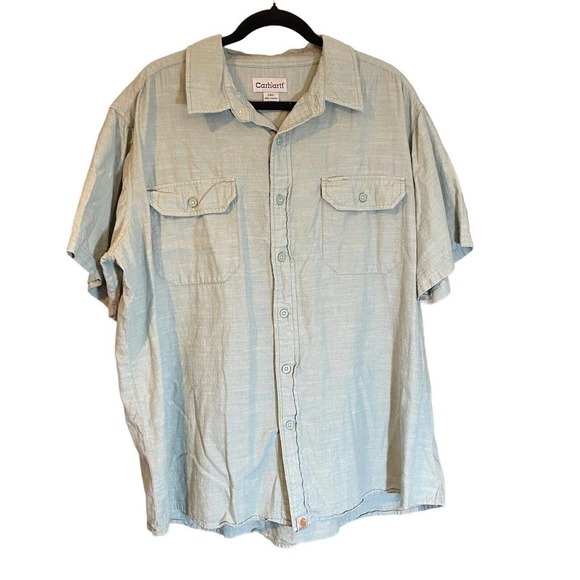 Carhartt Other - Carhartt Mens Shirt Lgt Green Relaxed Fit Short Sleeve Button 2XL Casual